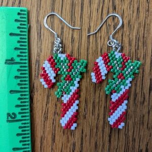 Candy cane delica bead earrings